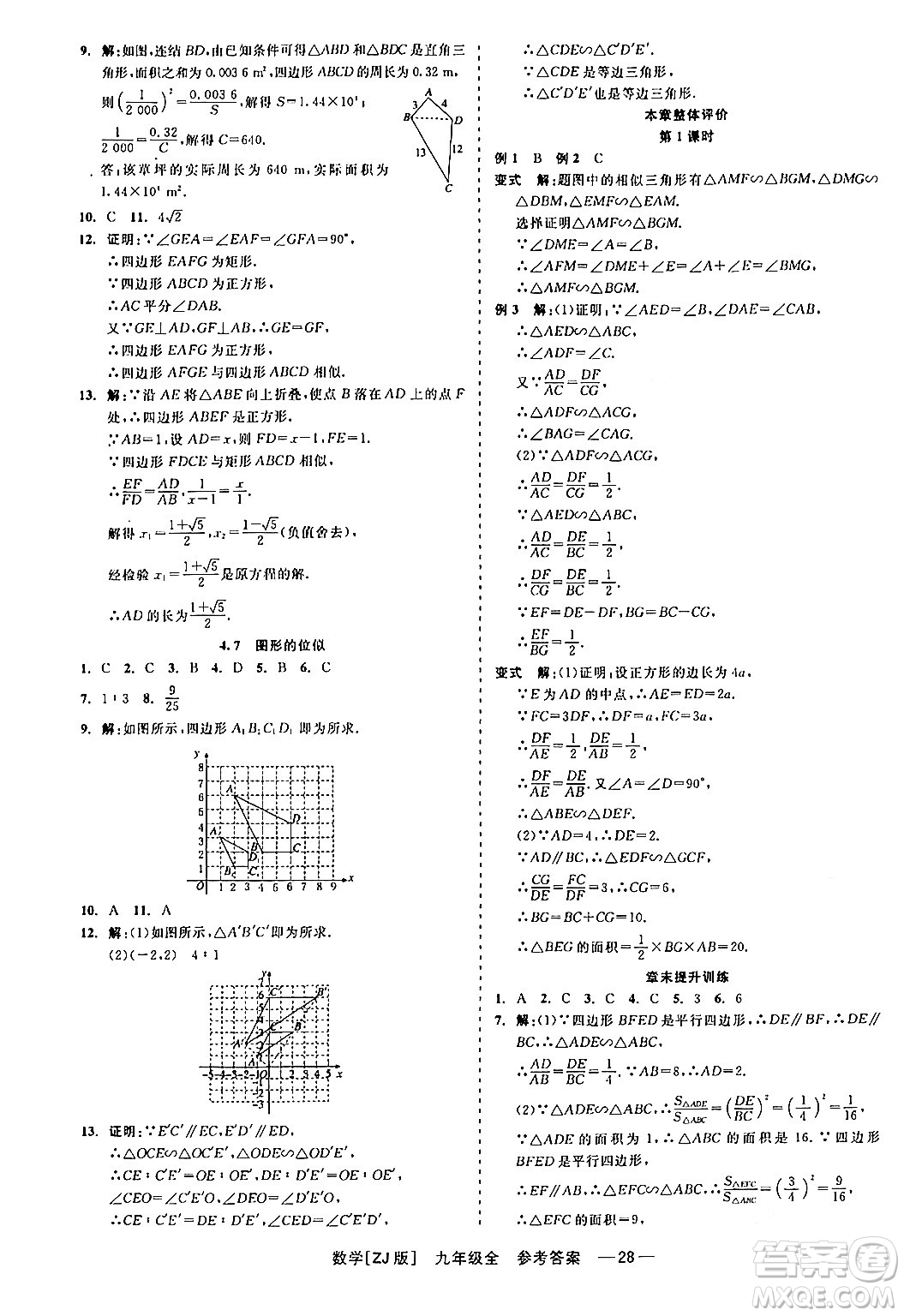 浙江工商大學(xué)出版社2024年春精彩練習(xí)就練這一本九年級數(shù)學(xué)下冊浙教版答案