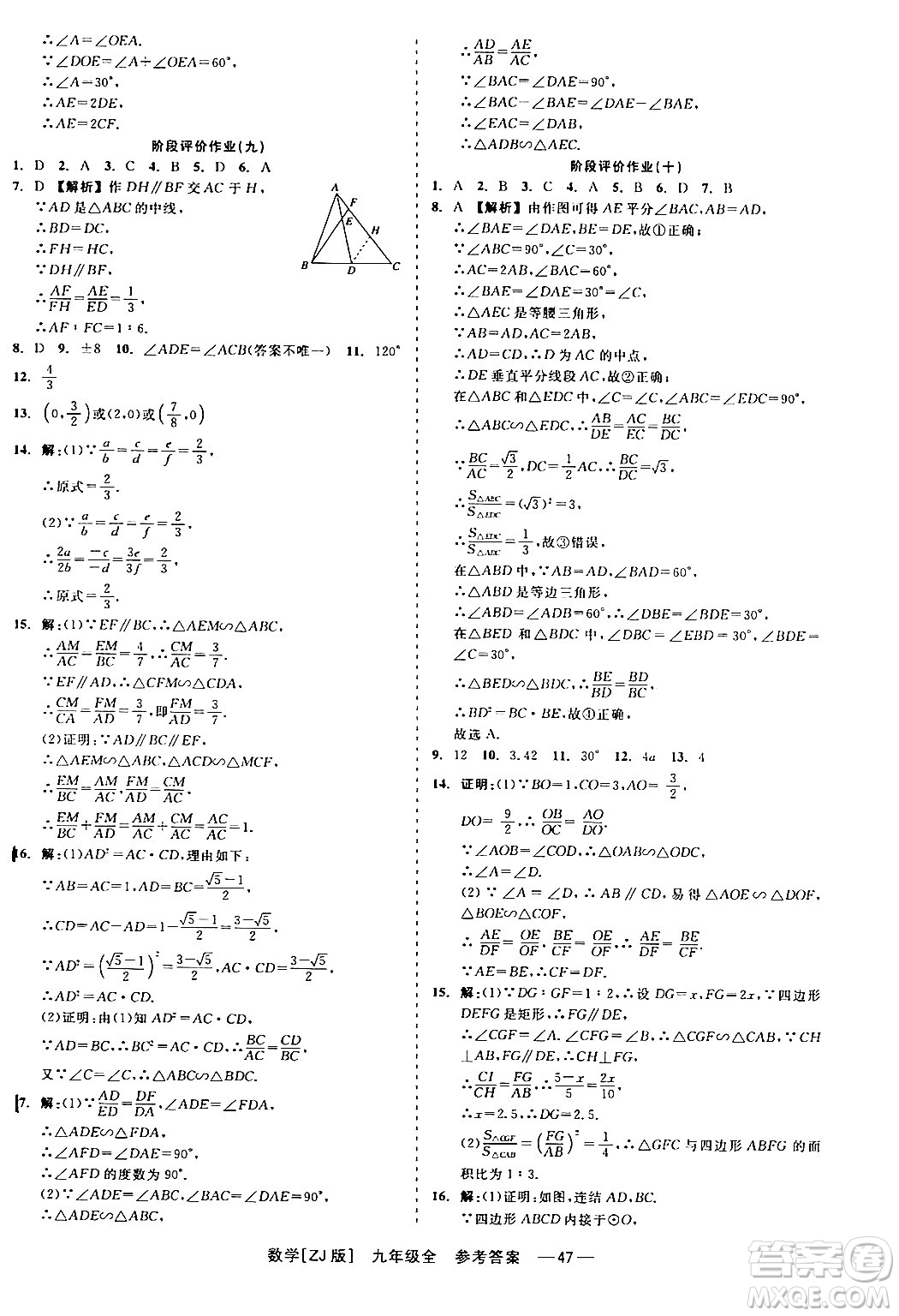 浙江工商大學(xué)出版社2024年春精彩練習(xí)就練這一本九年級數(shù)學(xué)下冊浙教版答案