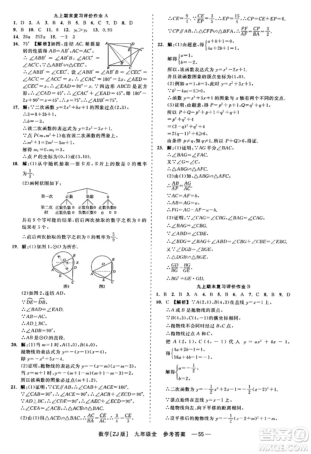 浙江工商大學(xué)出版社2024年春精彩練習(xí)就練這一本九年級數(shù)學(xué)下冊浙教版答案