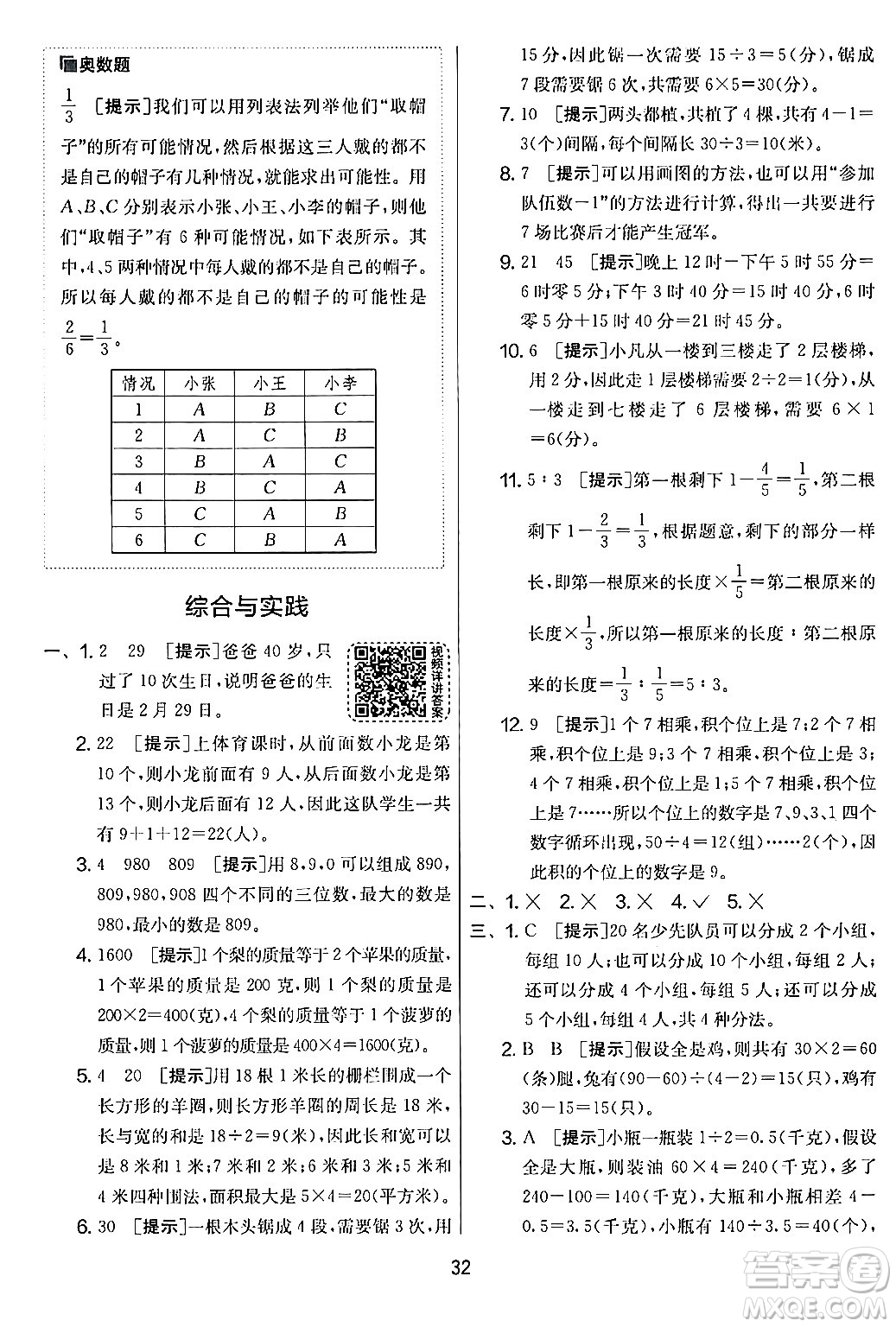 江蘇人民出版社2024年春實(shí)驗(yàn)班提優(yōu)大考卷六年級(jí)數(shù)學(xué)下冊(cè)人教版答案