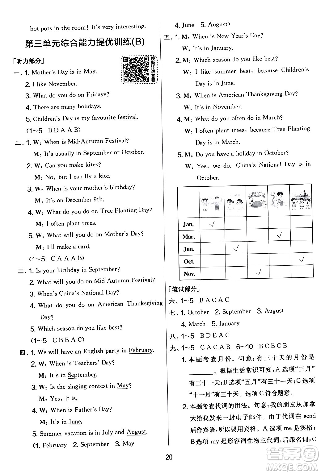 江蘇人民出版社2024年春實(shí)驗(yàn)班提優(yōu)大考卷五年級英語下冊人教版答案