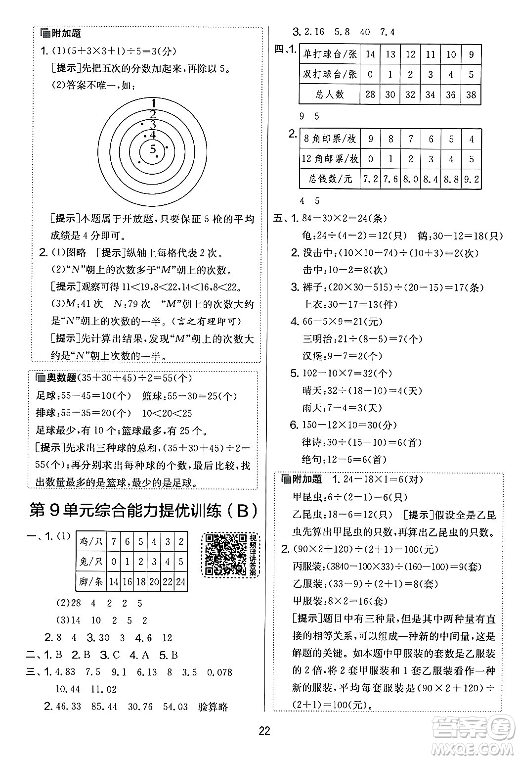 江蘇人民出版社2024年春實驗班提優(yōu)大考卷四年級數(shù)學(xué)下冊人教版答案