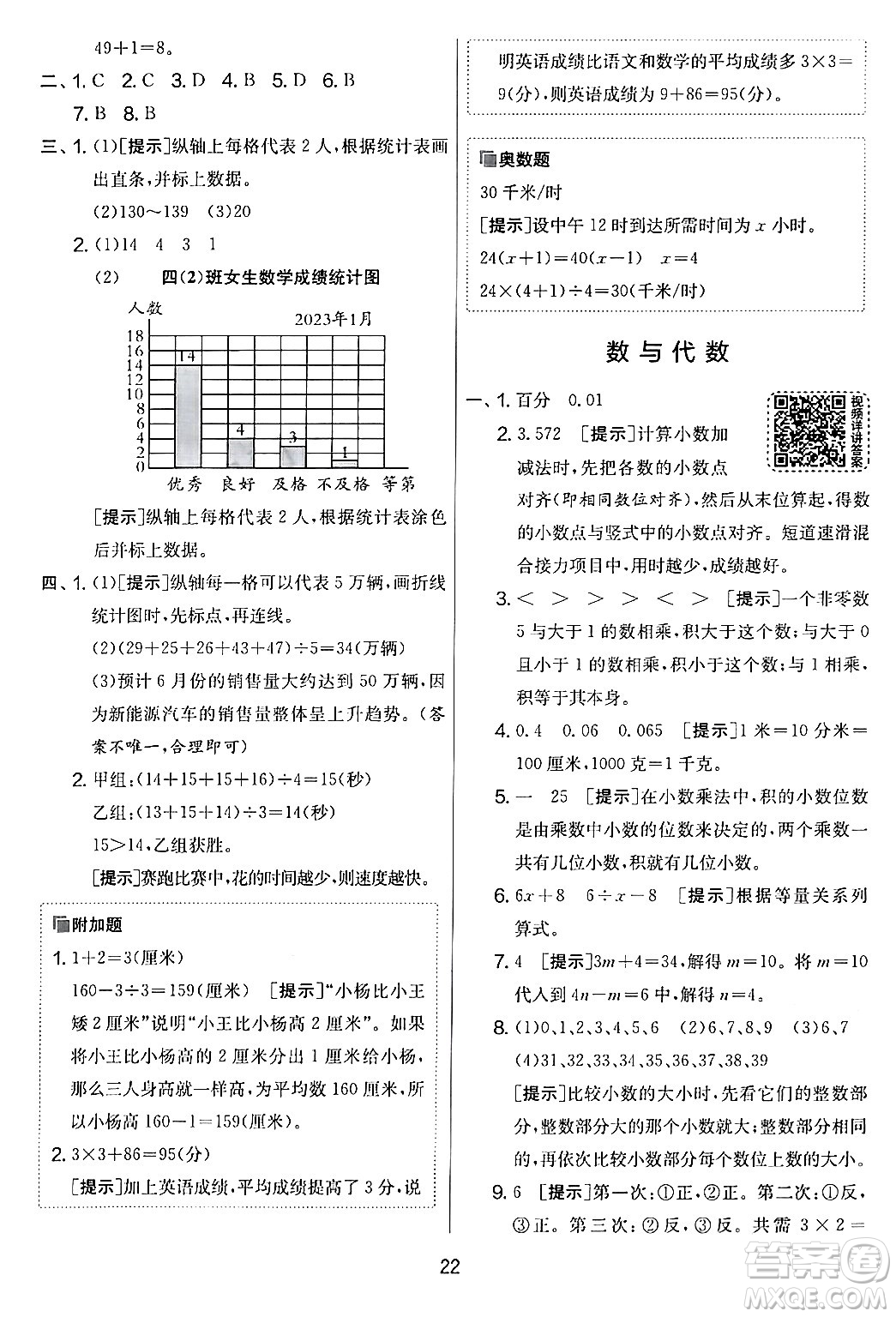 江蘇人民出版社2024年春實驗班提優(yōu)大考卷四年級數(shù)學下冊北師大版答案