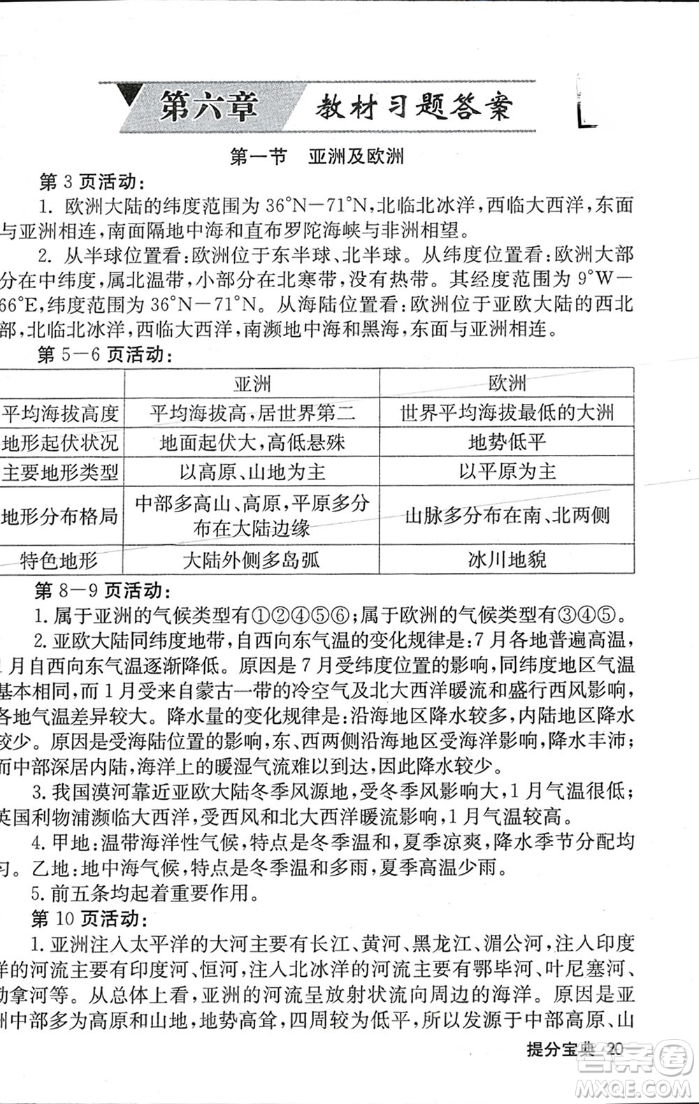 中華地圖學(xué)社2024年春課堂點(diǎn)睛七年級(jí)地理下冊(cè)湘教版參考答案