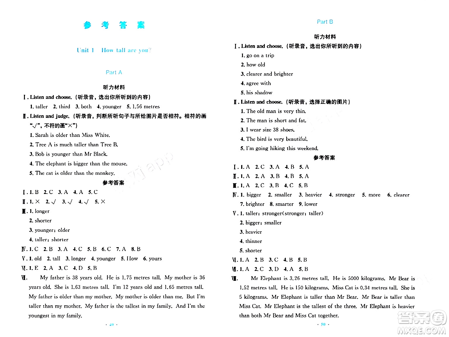 人民教育出版社2024年春小學同步測控優(yōu)化設(shè)計六年級英語下冊人教PEP版三起點答案