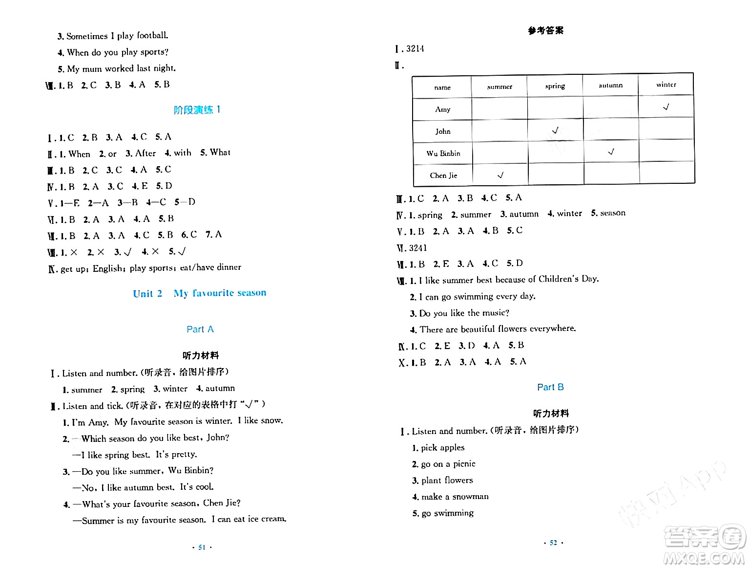 人民教育出版社2024年春小學(xué)同步測控優(yōu)化設(shè)計五年級英語下冊人教PEP版三起點答案