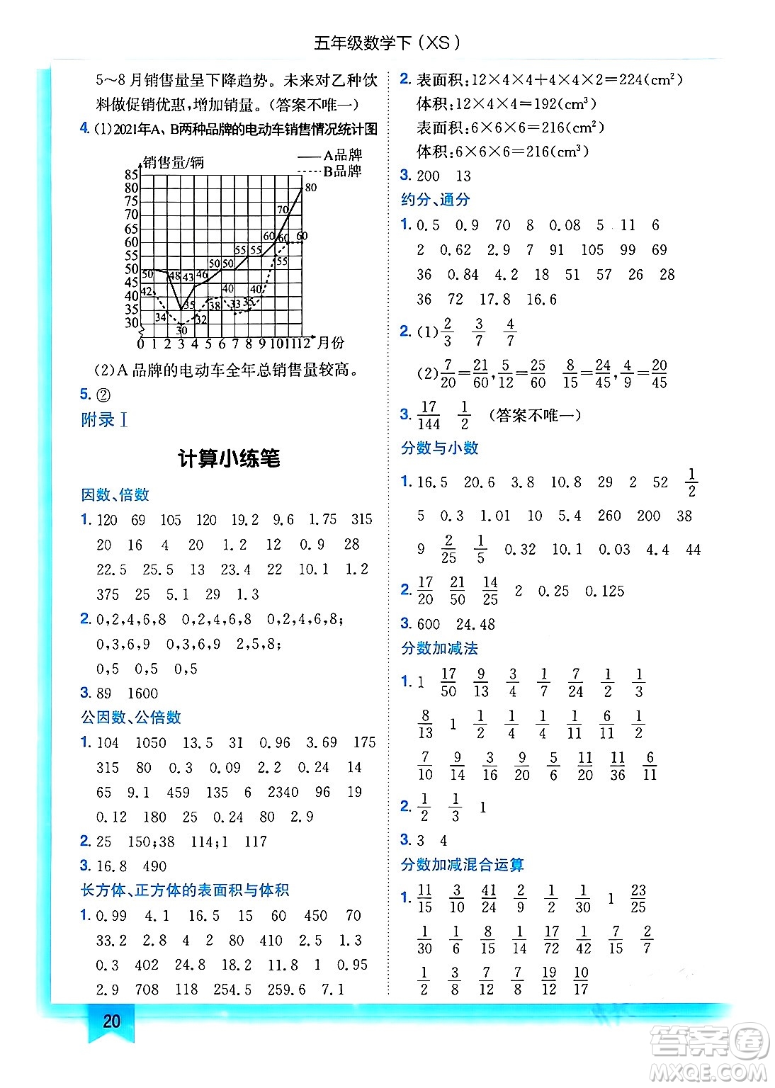 龍門書局2024年春黃岡小狀元作業(yè)本五年級(jí)數(shù)學(xué)下冊(cè)西師版答案