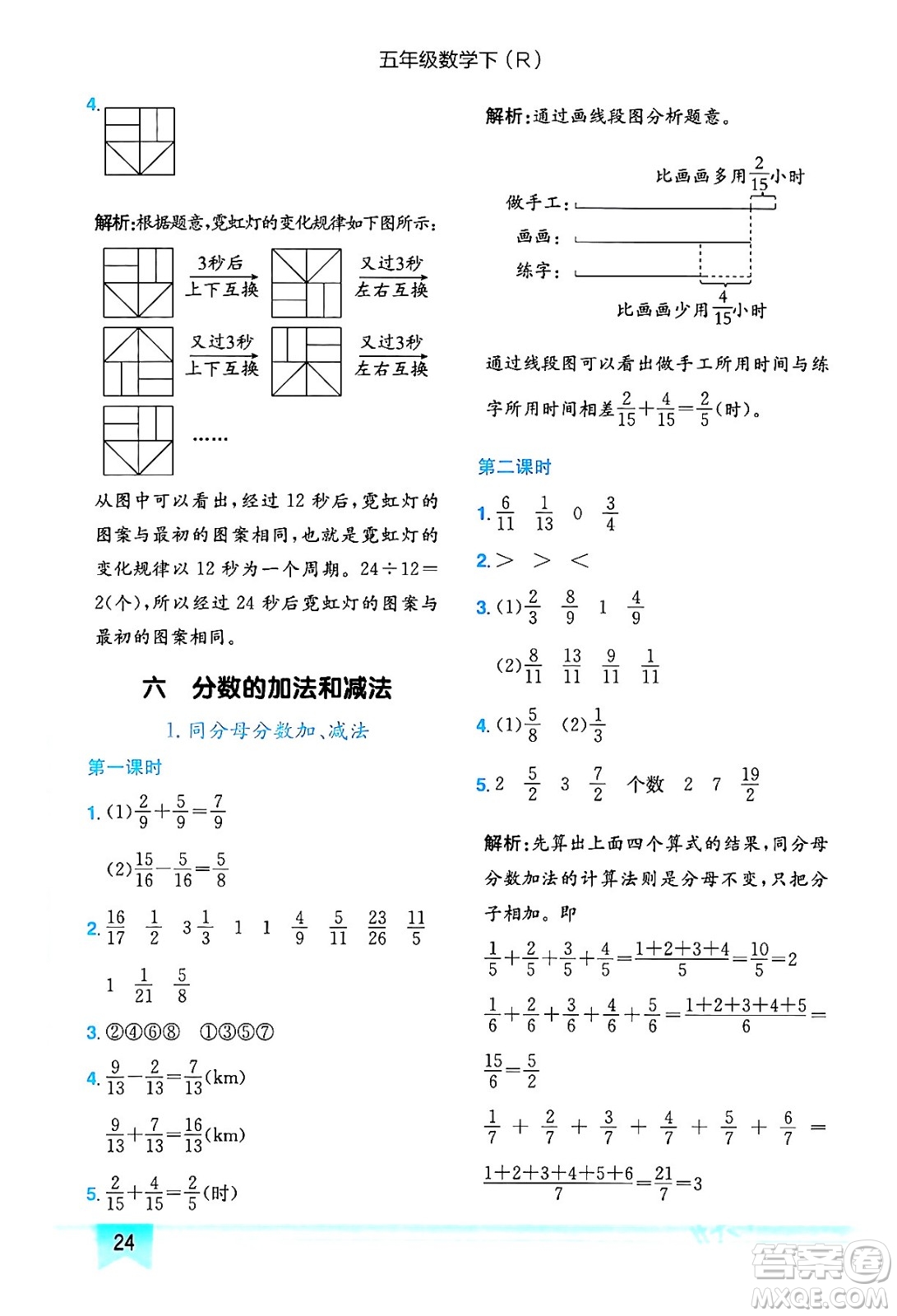 龍門(mén)書(shū)局2024年春黃岡小狀元作業(yè)本五年級(jí)數(shù)學(xué)下冊(cè)人教版答案