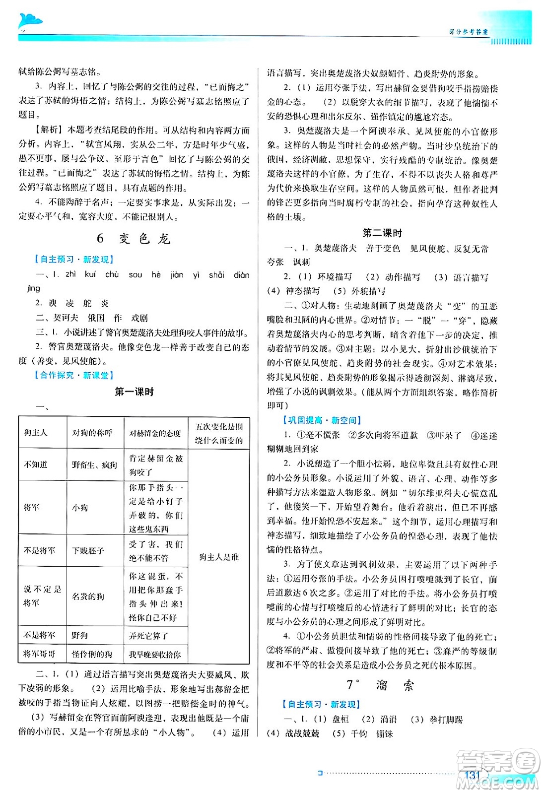 廣東教育出版社2024年春南方新課堂金牌學案九年級語文人教版答案
