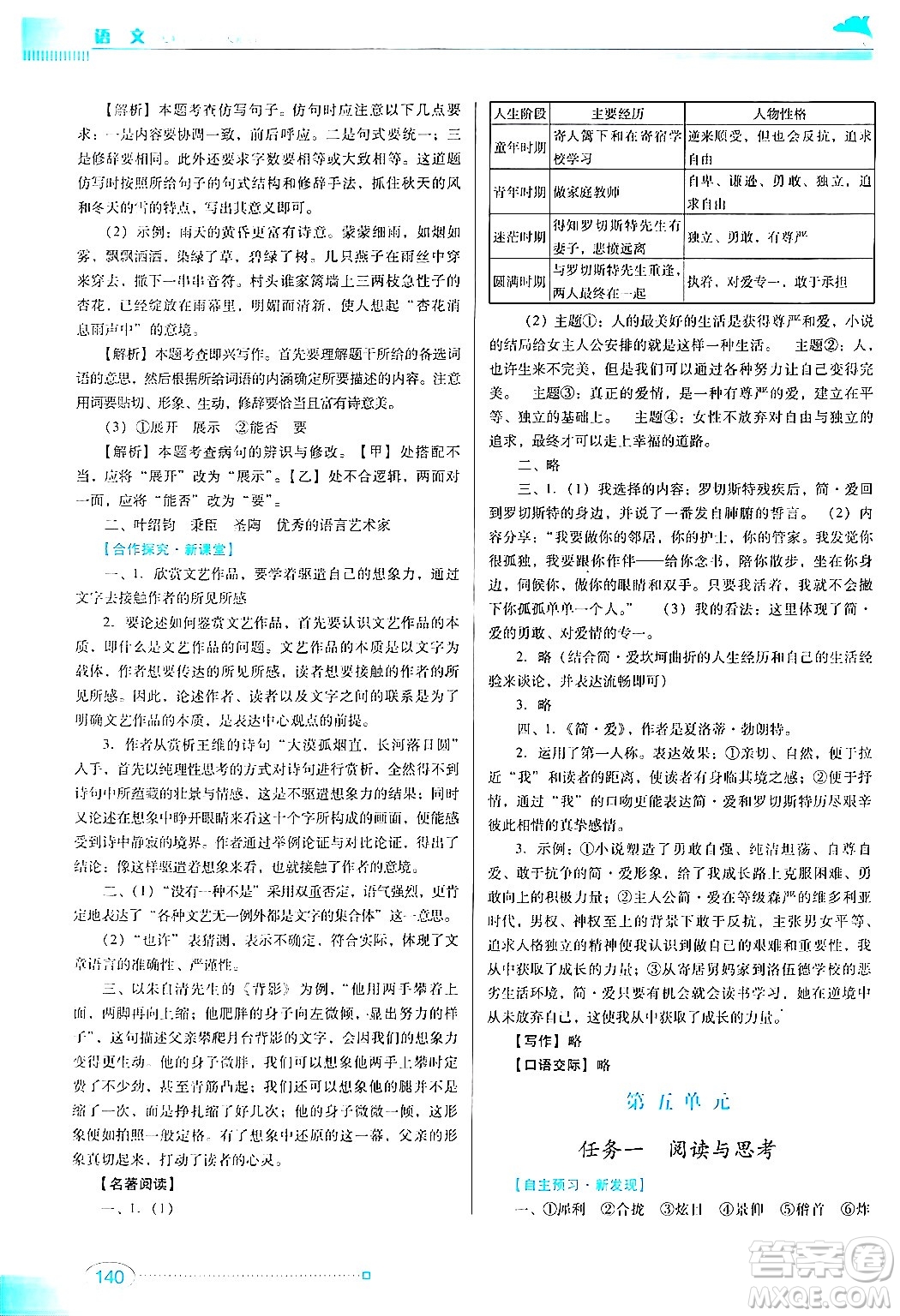 廣東教育出版社2024年春南方新課堂金牌學案九年級語文人教版答案