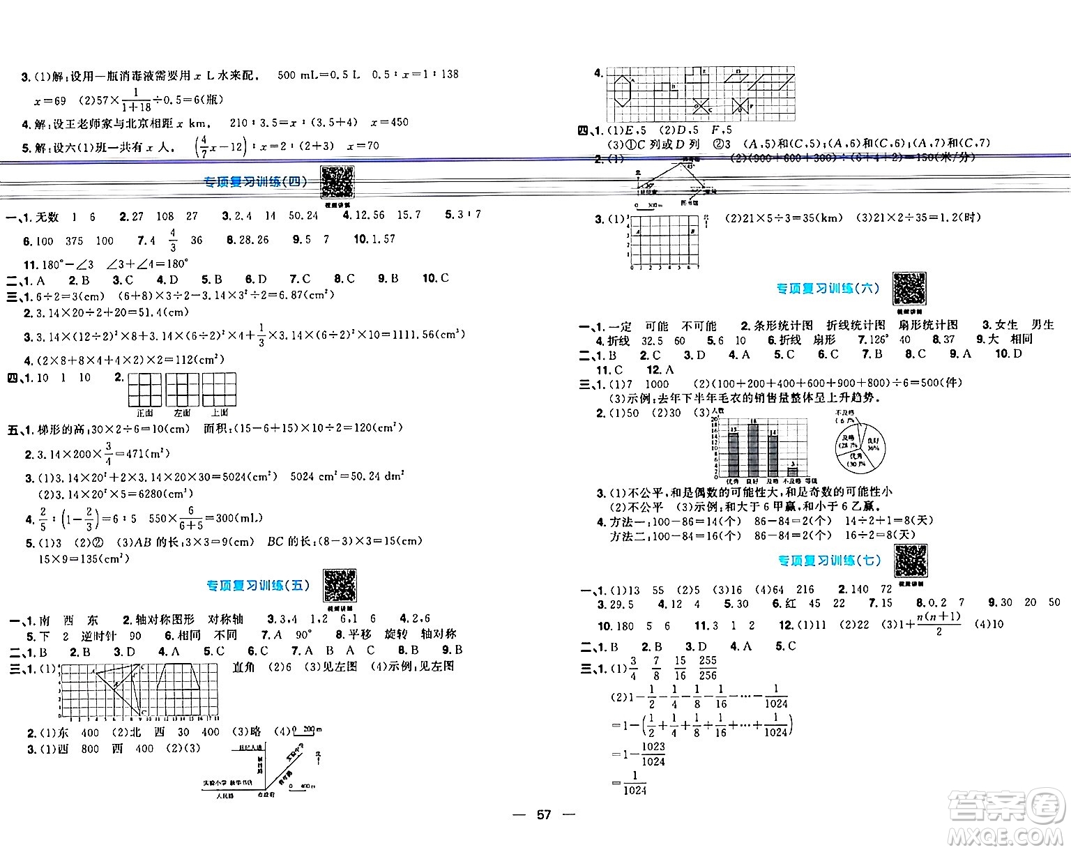 江西教育出版社2024年春陽光同學(xué)一線名師全優(yōu)好卷六年級(jí)數(shù)學(xué)下冊人教版答案