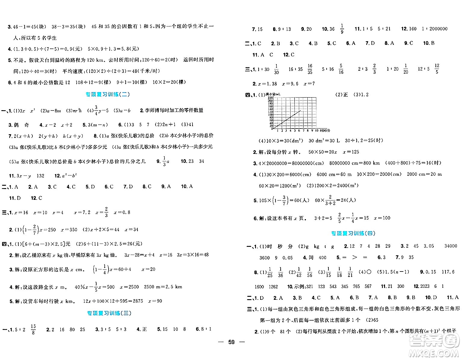 江西教育出版社2024年春陽光同學(xué)一線名師全優(yōu)好卷六年級(jí)數(shù)學(xué)下冊(cè)北師大版答案