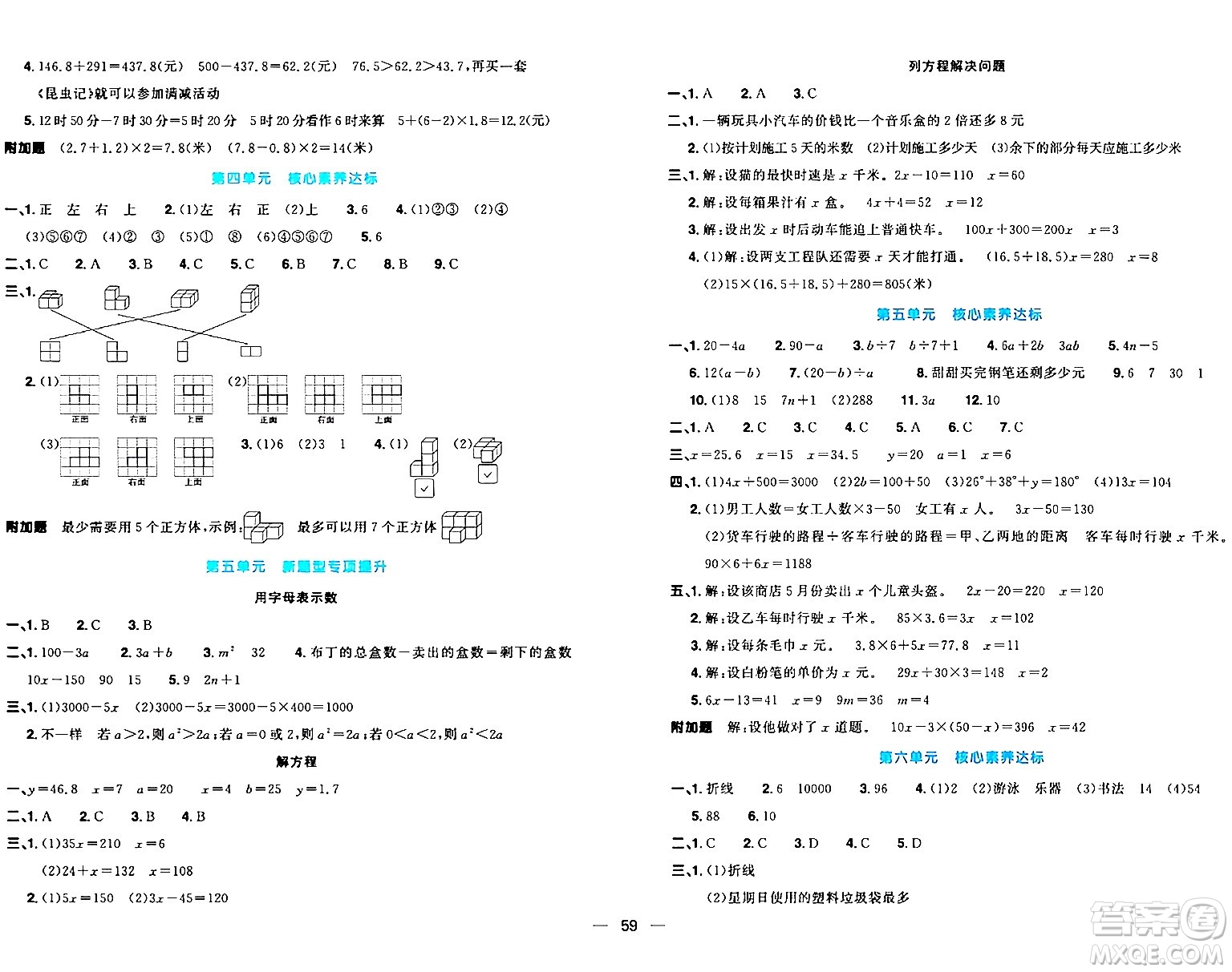 江西教育出版社2024年春陽光同學(xué)一線名師全優(yōu)好卷四年級數(shù)學(xué)下冊北師大版答案