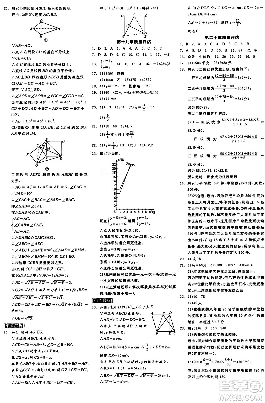 陽光出版社2024年春全品學練考八年級數(shù)學下冊人教版答案
