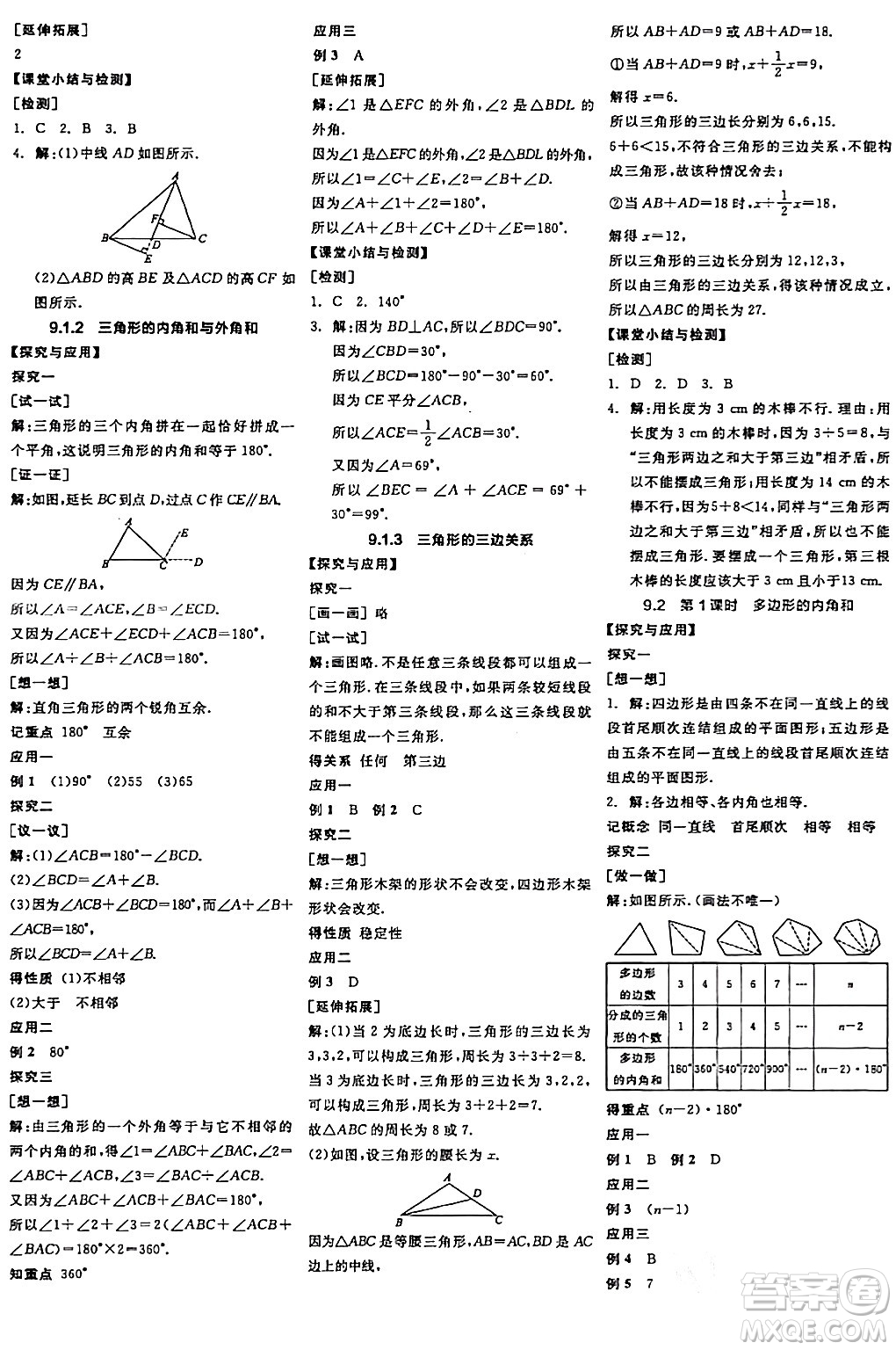 陽(yáng)光出版社2024年春全品學(xué)練考七年級(jí)數(shù)學(xué)下冊(cè)華師版答案