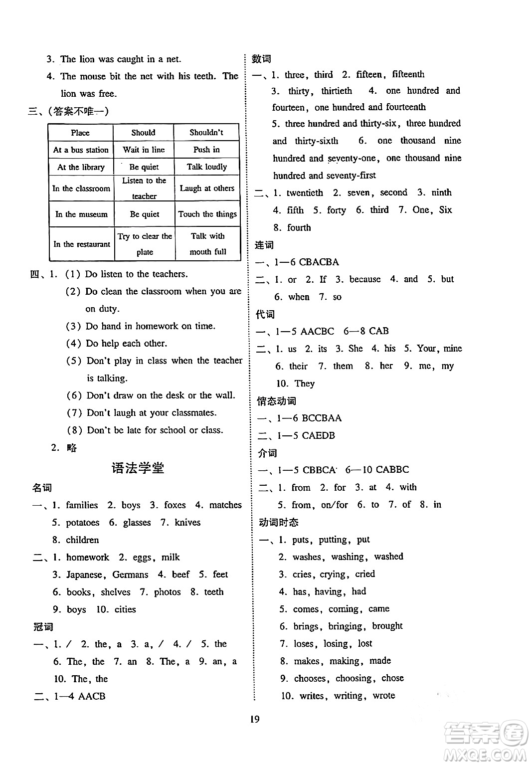 廣州出版社2024年春小學(xué)英語目標(biāo)實(shí)施手冊六年級英語下冊廣州專版答案