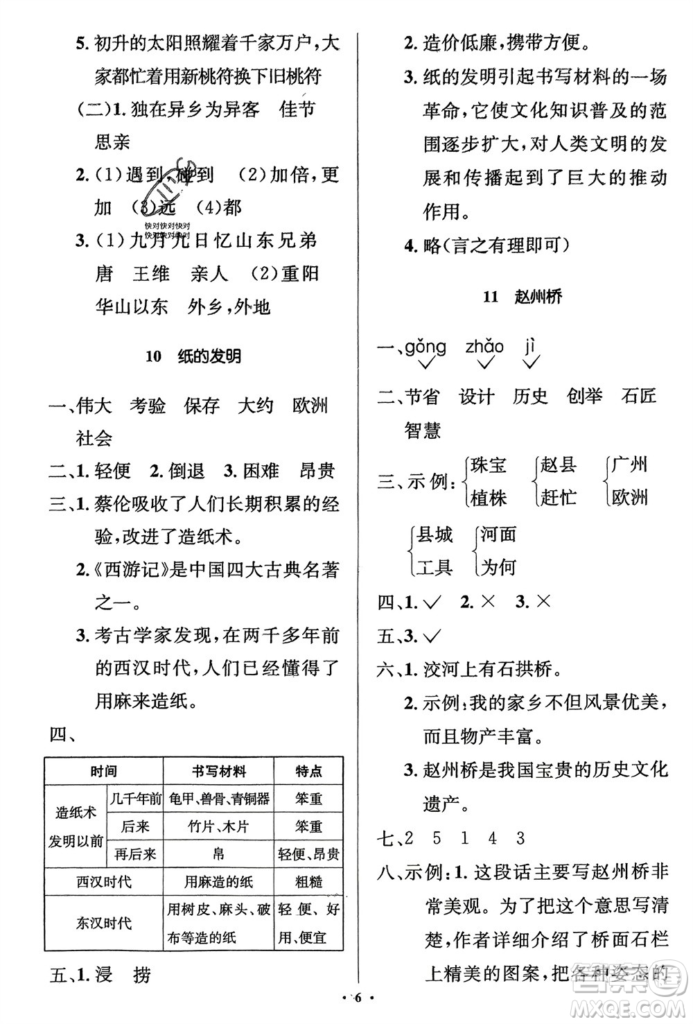 人民教育出版社2024年春人教金學典同步解析與測評學考練三年級語文下冊人教版江蘇專版參考答案