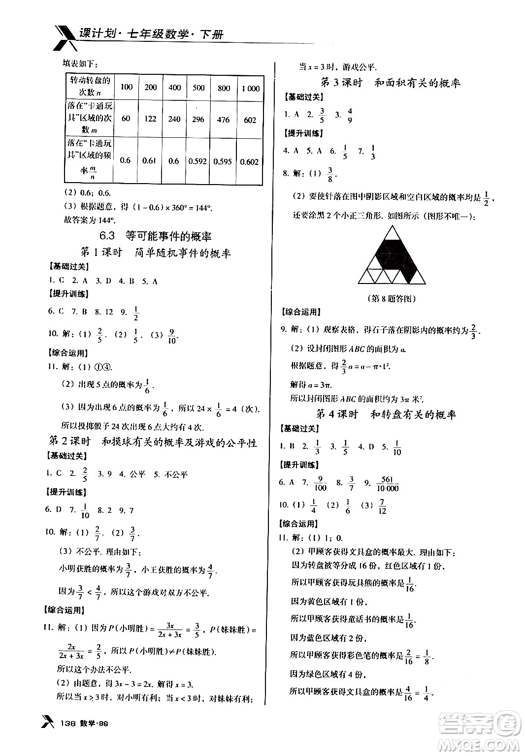 廣東經(jīng)濟(jì)出版社2024年春全優(yōu)點(diǎn)練課計(jì)劃七年級數(shù)學(xué)下冊北師大版答案