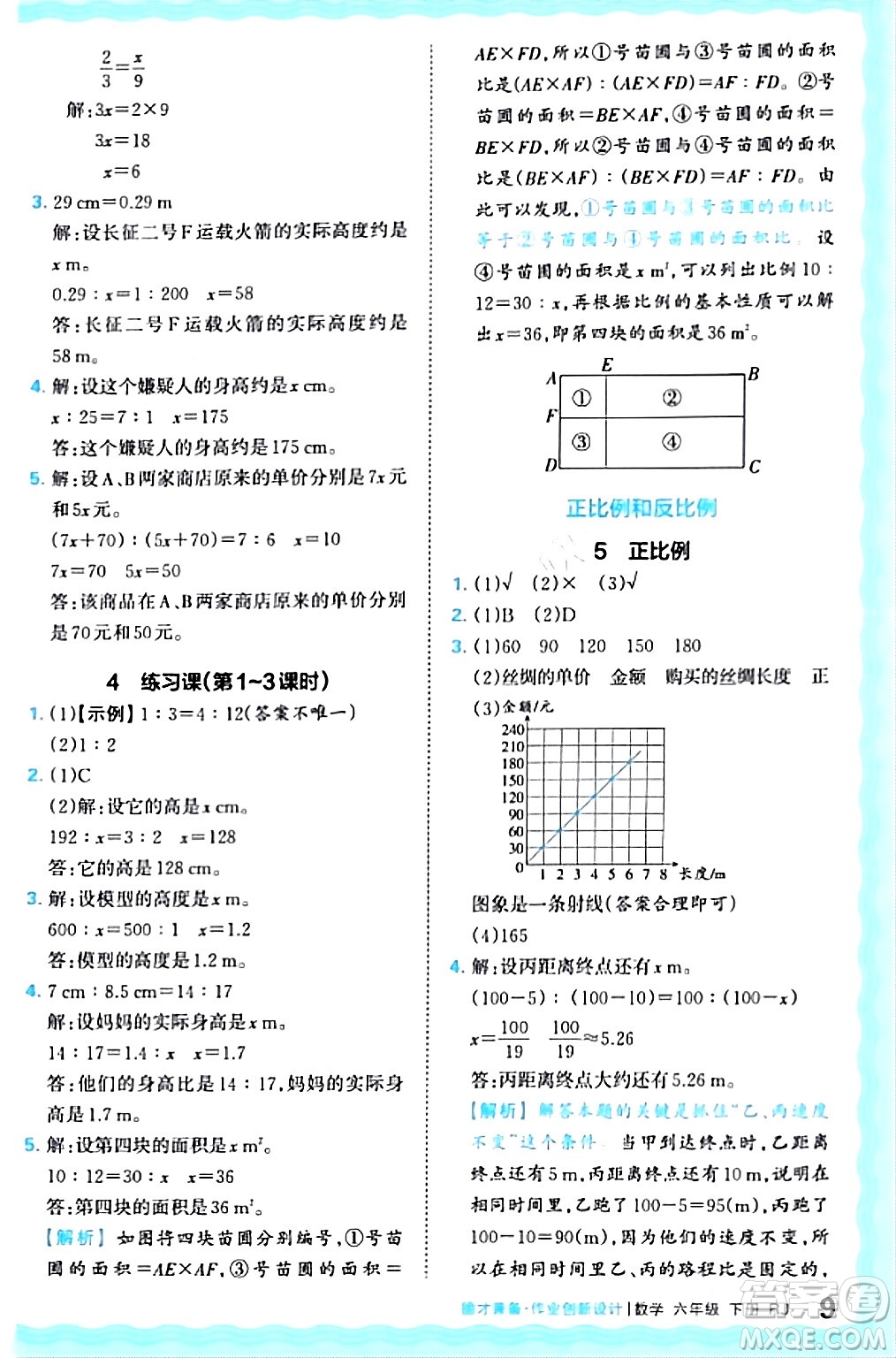 江西人民出版社2024年春王朝霞德才兼?zhèn)渥鳂I(yè)創(chuàng)新設計六年級數(shù)學下冊人教版答案