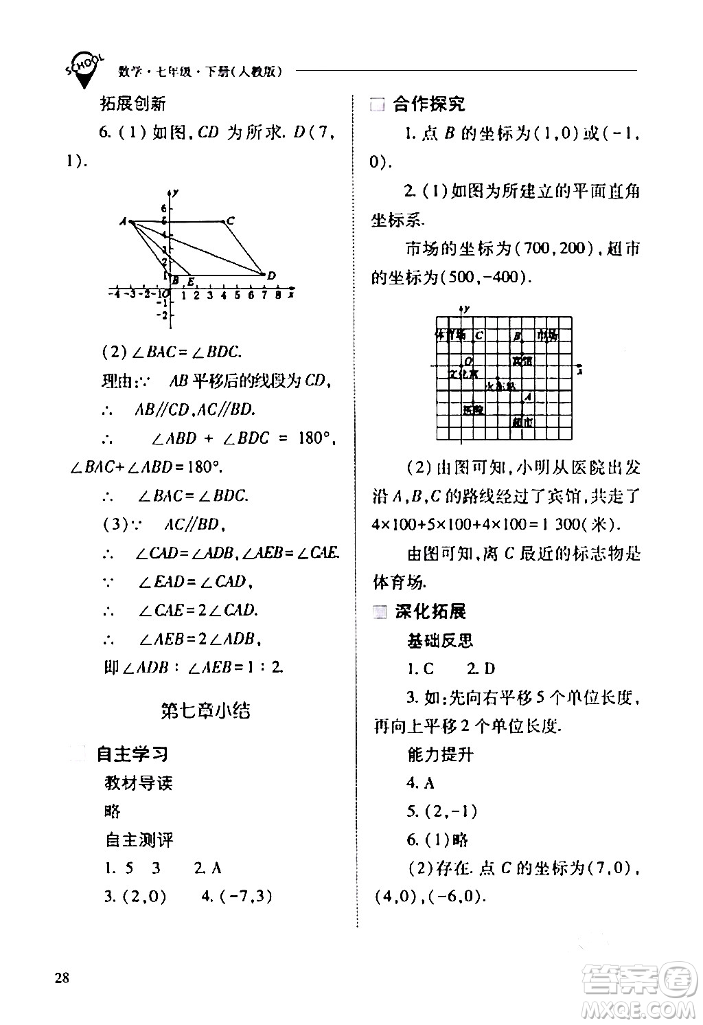 山西教育出版社2024年春新課程問題解決導學方案七年級數(shù)學下冊人教版答案