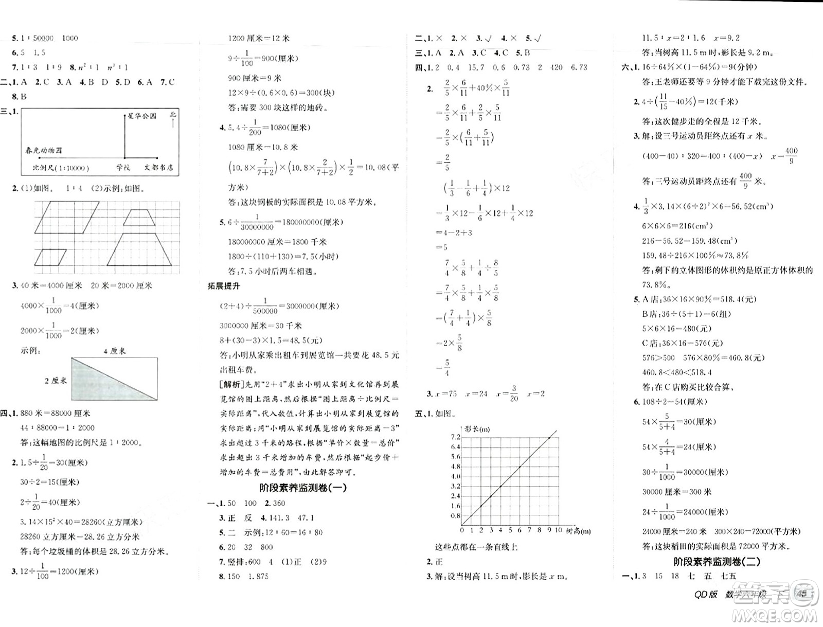 新疆青少年出版社2024年春海淀單元測試AB卷六年級數(shù)學(xué)下冊青島版答案