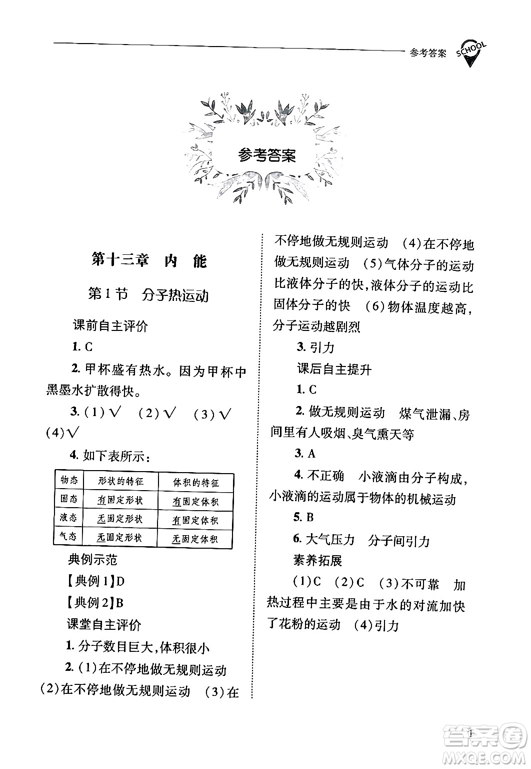 山西教育出版社2024年春新課程問題解決導(dǎo)學(xué)方案九年級(jí)物理下冊(cè)人教版答案