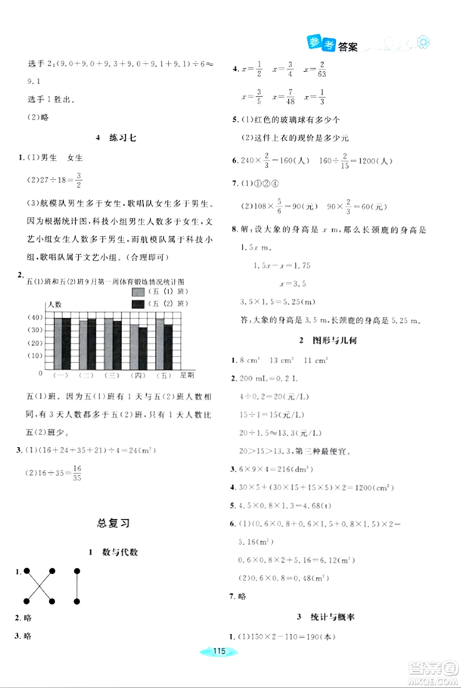 北京師范大學出版社2024年春課堂精練五年級數(shù)學下冊北師大版答案