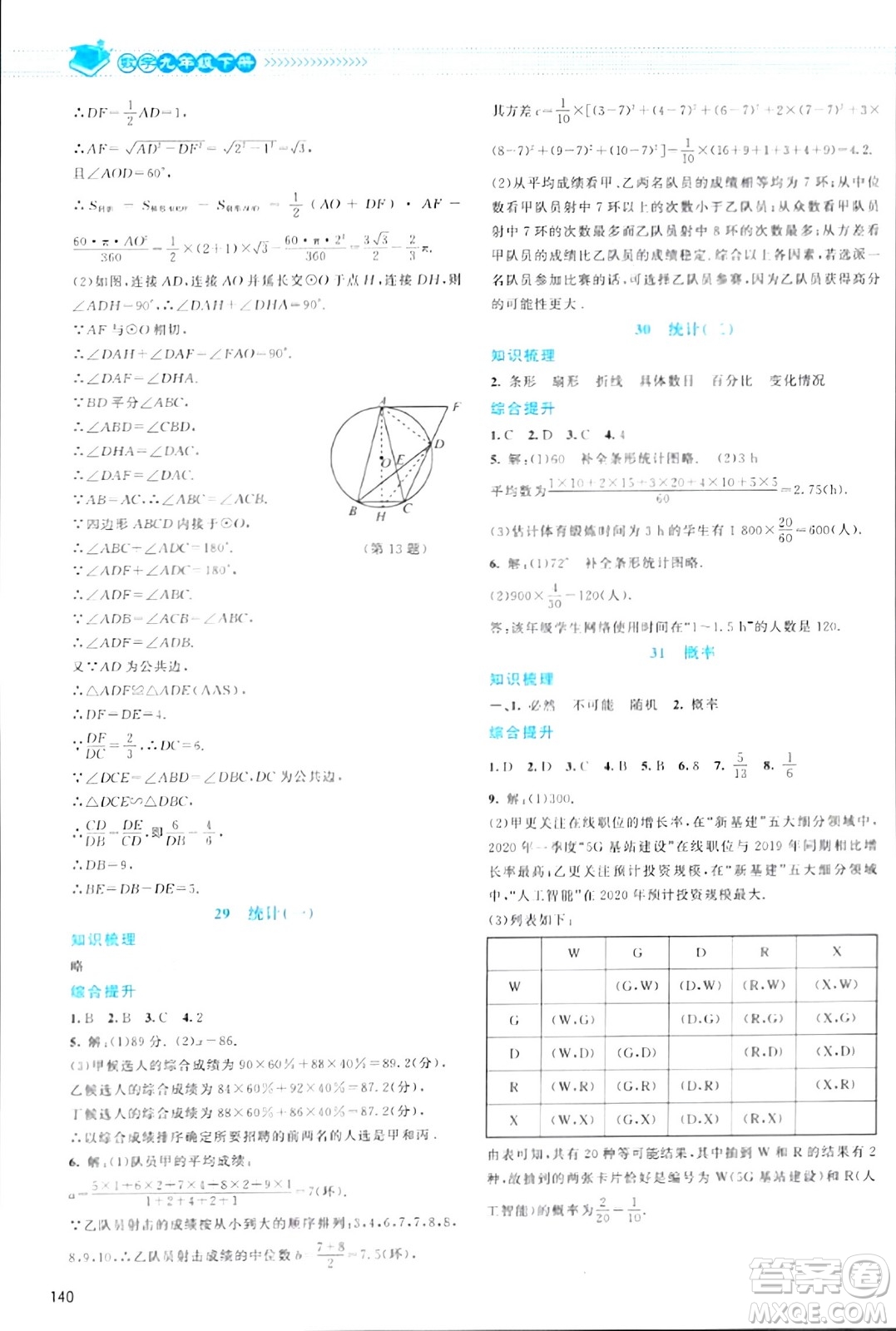 北京師范大學出版社2024年春課堂精練九年級數(shù)學下冊北師大版答案