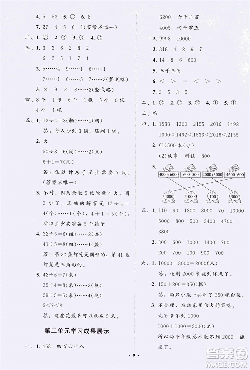山東教育出版社2024年春小學(xué)同步練習(xí)冊分層指導(dǎo)二年級數(shù)學(xué)下冊通用版參考答案