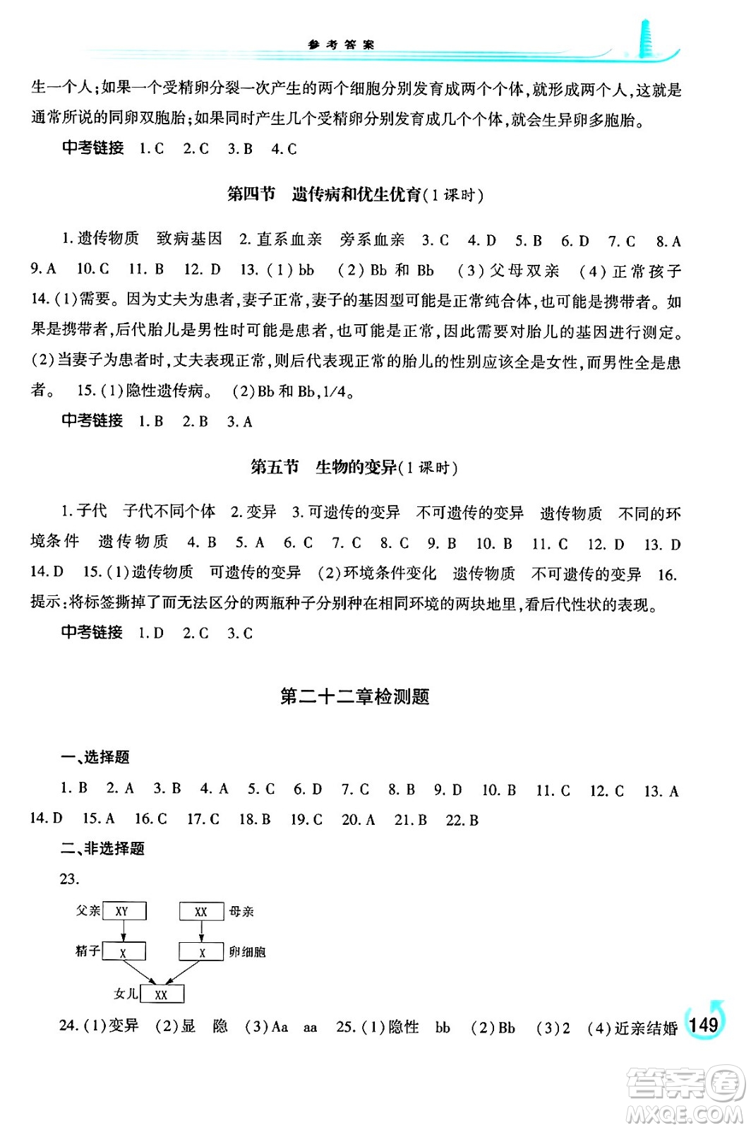 河南大學(xué)出版社2024年春學(xué)習(xí)檢測八年級生物下冊蘇教版答案
