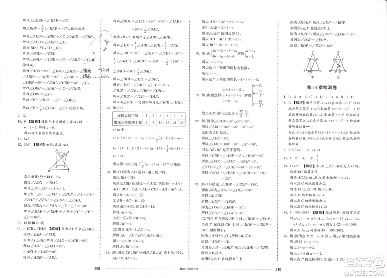 山東科學(xué)技術(shù)出版社2024年春同步練習(xí)冊配套單元檢測卷七年級數(shù)學(xué)下冊通用版參考答案