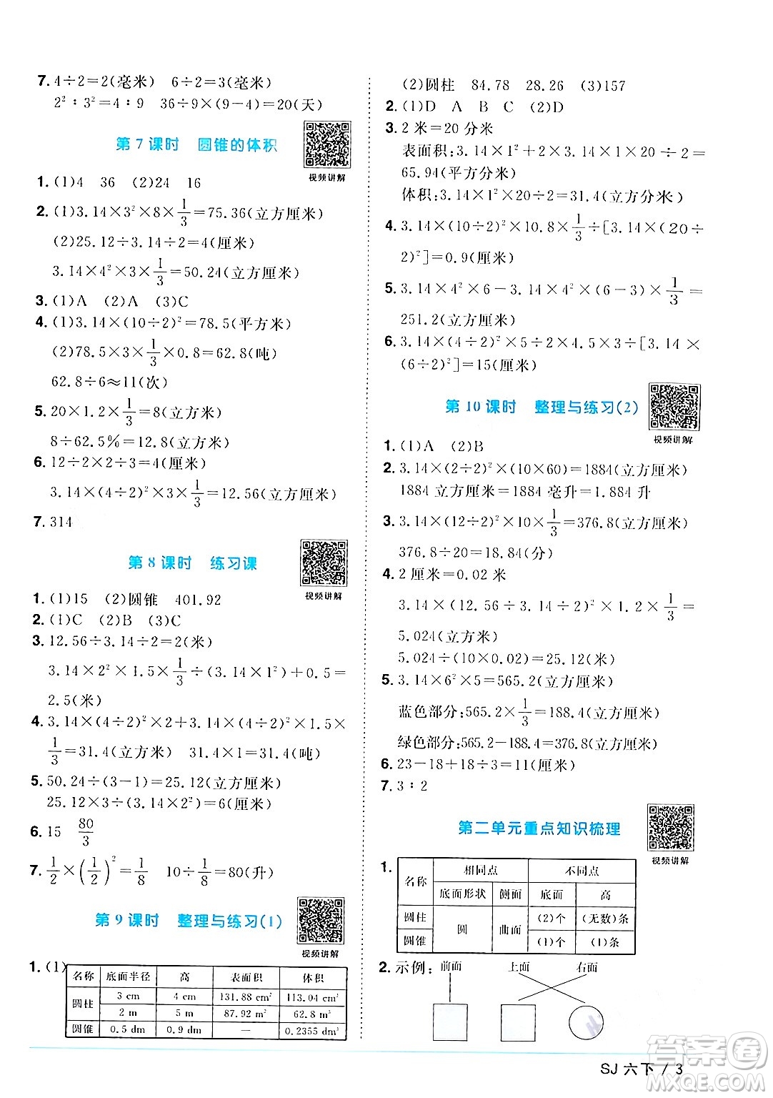 江西教育出版社2024年春陽光同學(xué)課時(shí)優(yōu)化作業(yè)六年級數(shù)學(xué)下冊蘇教版答案