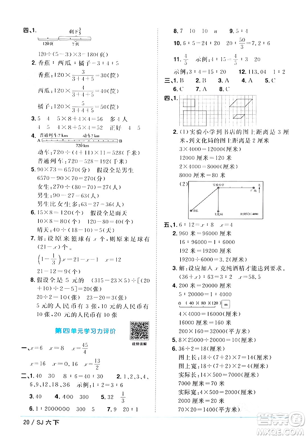 江西教育出版社2024年春陽光同學(xué)課時(shí)優(yōu)化作業(yè)六年級數(shù)學(xué)下冊蘇教版答案