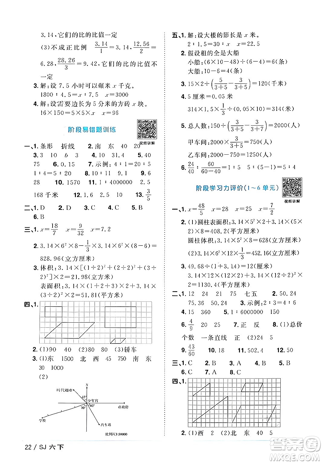 江西教育出版社2024年春陽光同學(xué)課時(shí)優(yōu)化作業(yè)六年級數(shù)學(xué)下冊蘇教版答案