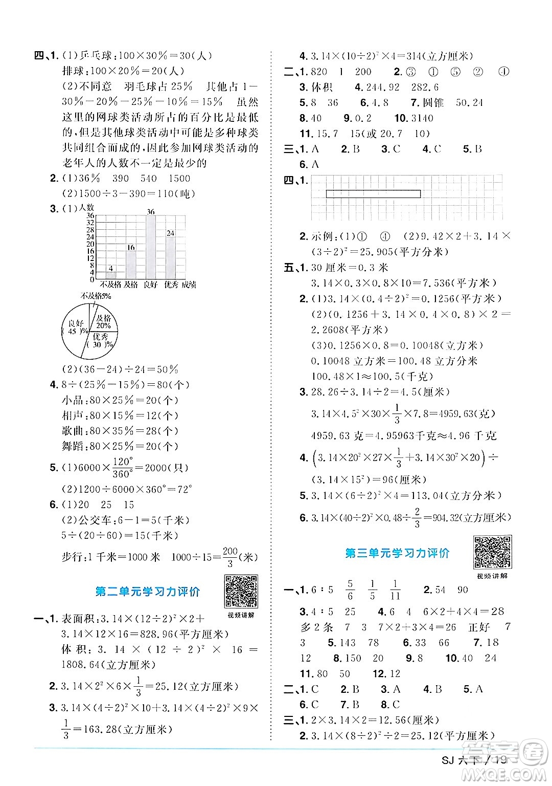 江西教育出版社2024年春陽光同學(xué)課時(shí)優(yōu)化作業(yè)六年級數(shù)學(xué)下冊蘇教版答案