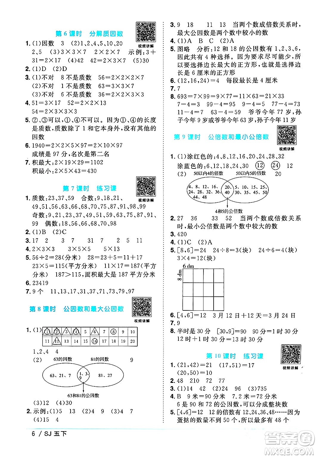 江西教育出版社2024年春陽(yáng)光同學(xué)課時(shí)優(yōu)化作業(yè)五年級(jí)數(shù)學(xué)下冊(cè)蘇教版答案