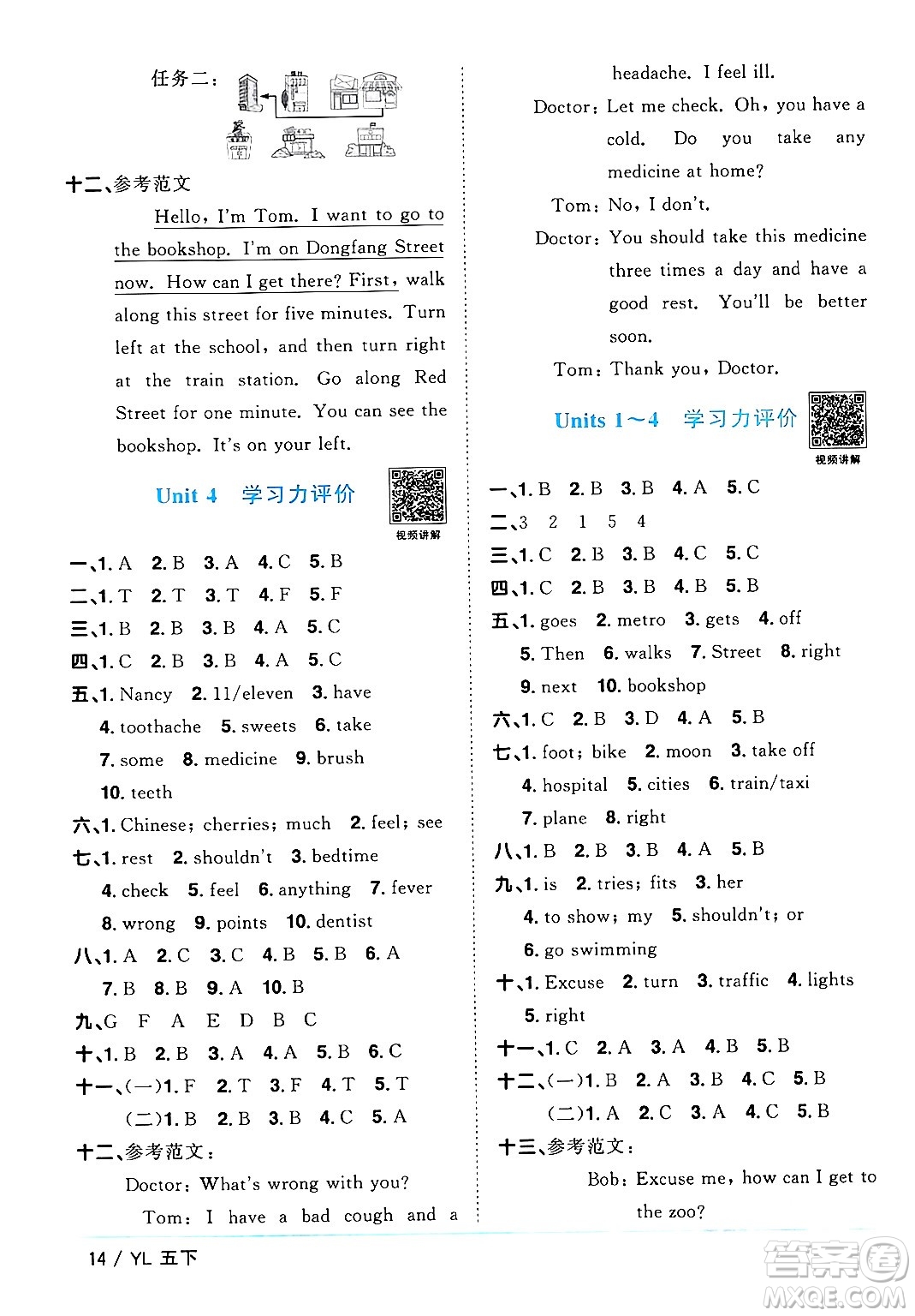 江西教育出版社2024年春陽光同學(xué)課時(shí)優(yōu)化作業(yè)五年級英語下冊譯林版江蘇專版答案