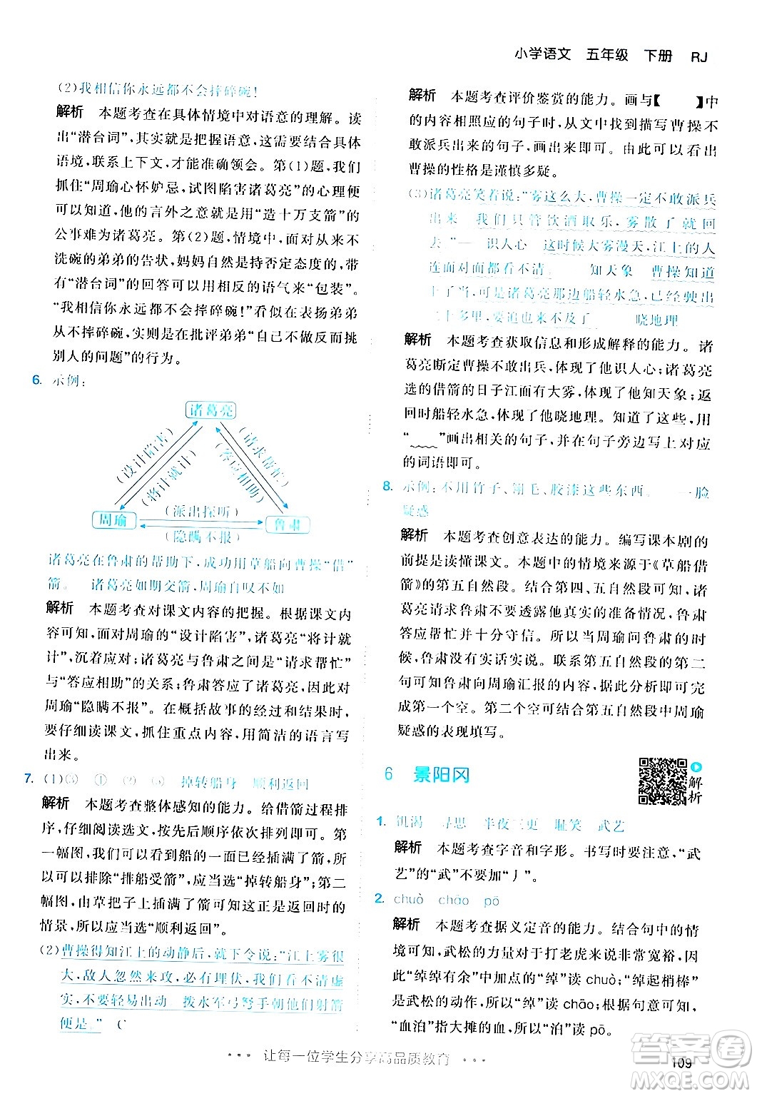 教育科學(xué)出版社2024年春53天天練五年級(jí)語(yǔ)文下冊(cè)部編版答案