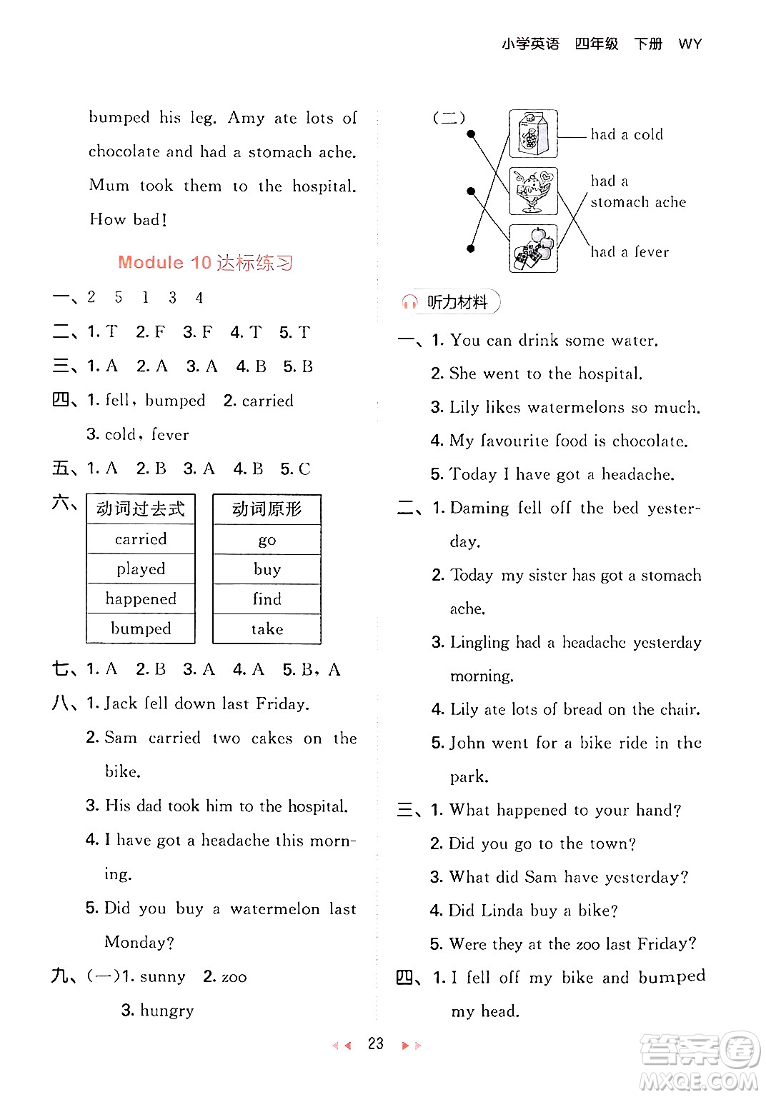 地質(zhì)出版社2024年春53天天練四年級(jí)英語下冊(cè)外研版三起點(diǎn)答案