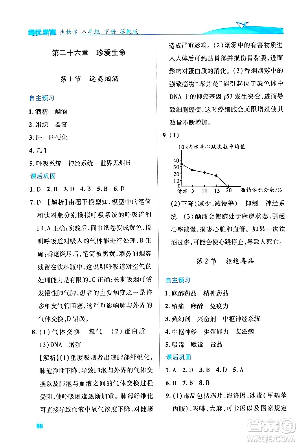 陜西師范大學出版總社有限公司2024年春績優(yōu)學案八年級生物下冊蘇教版答案