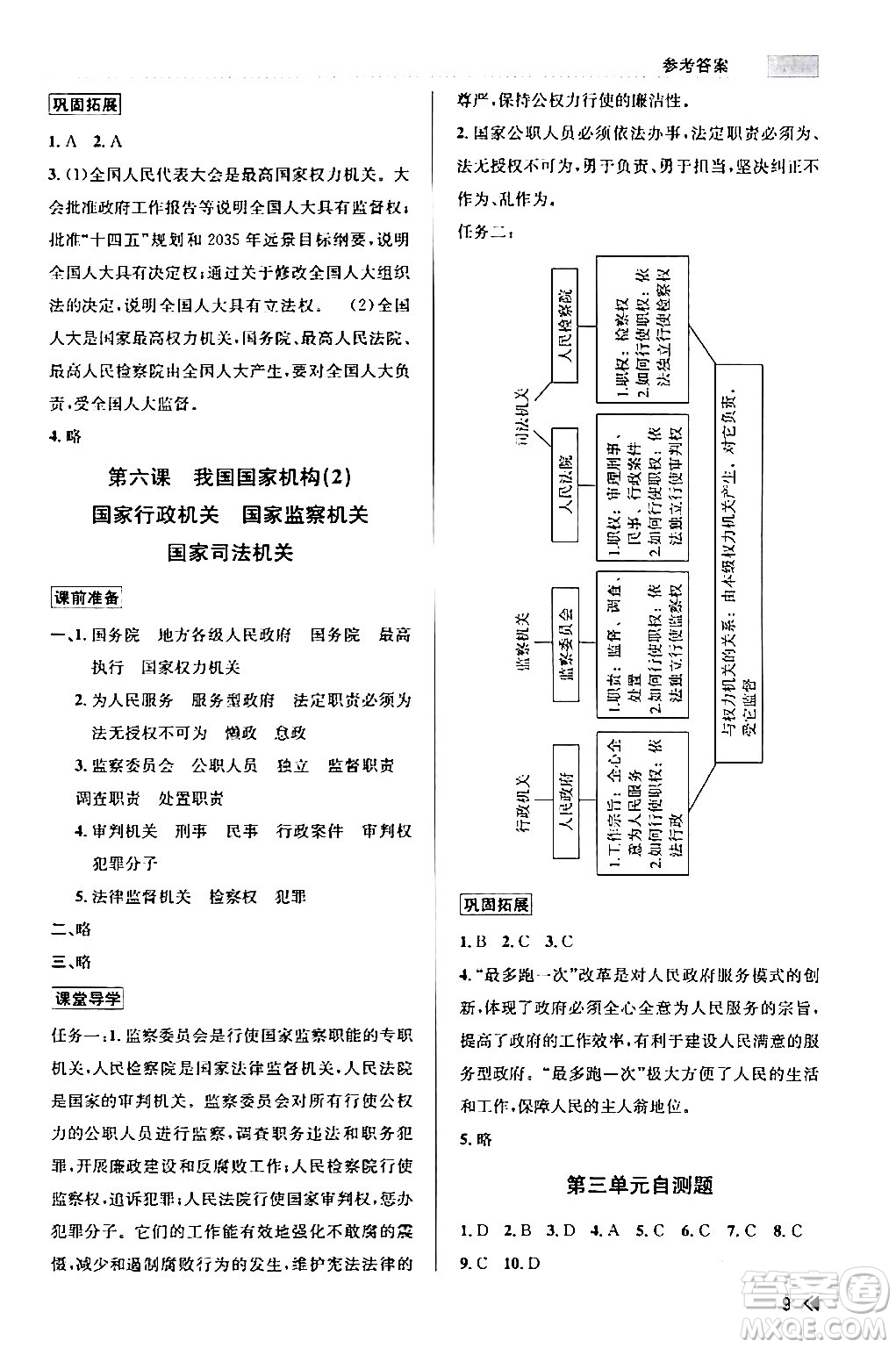 浙江人民出版社2024年春課時特訓(xùn)八年級道德與法治下冊通用版答案