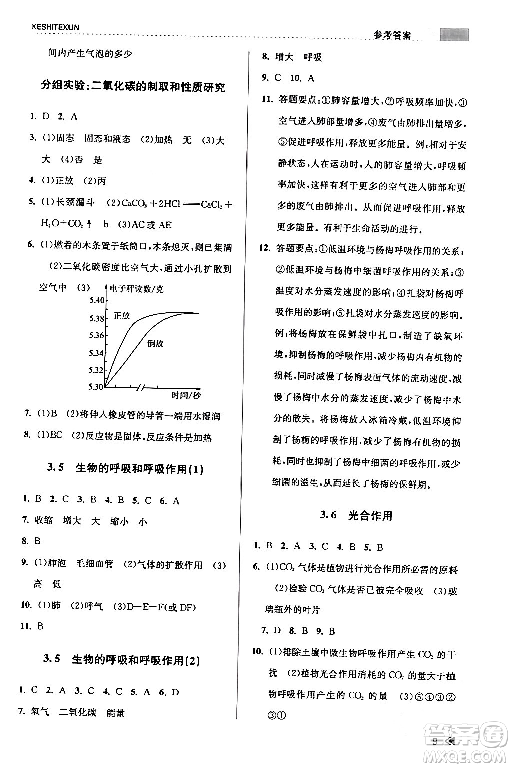 浙江人民出版社2024年春課時(shí)特訓(xùn)八年級(jí)科學(xué)下冊(cè)浙教版答案