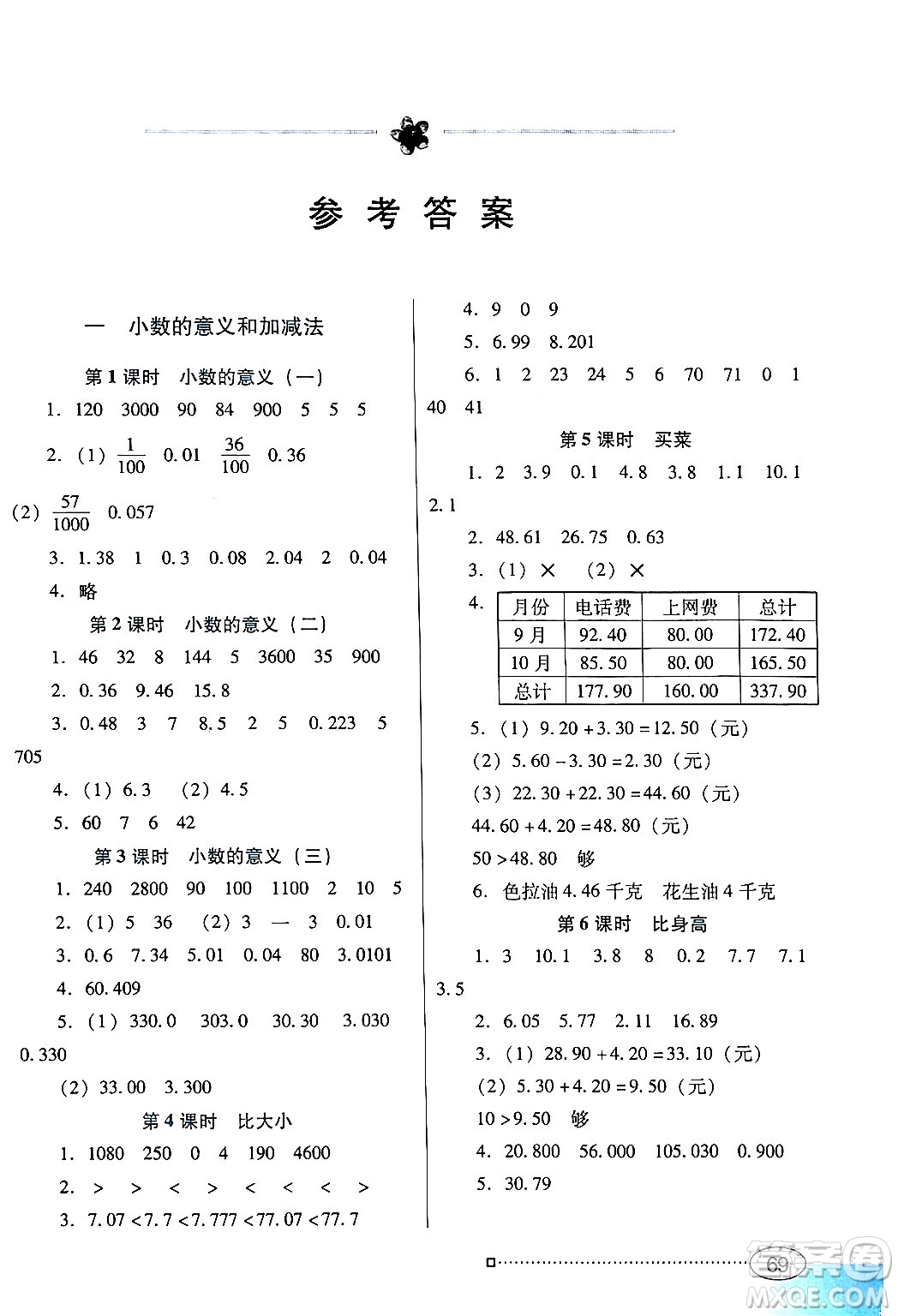 廣東教育出版社2024年春南方新課堂金牌學案四年級數(shù)學北師大版答案