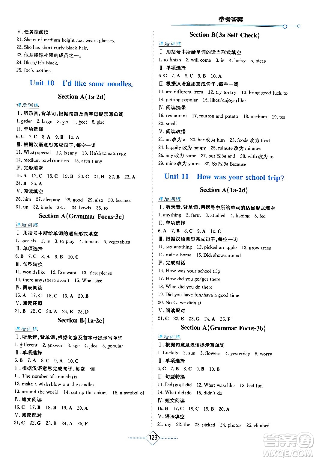 湖南教育出版社2024年春學(xué)法大視野七年級(jí)英語(yǔ)下冊(cè)人教版答案