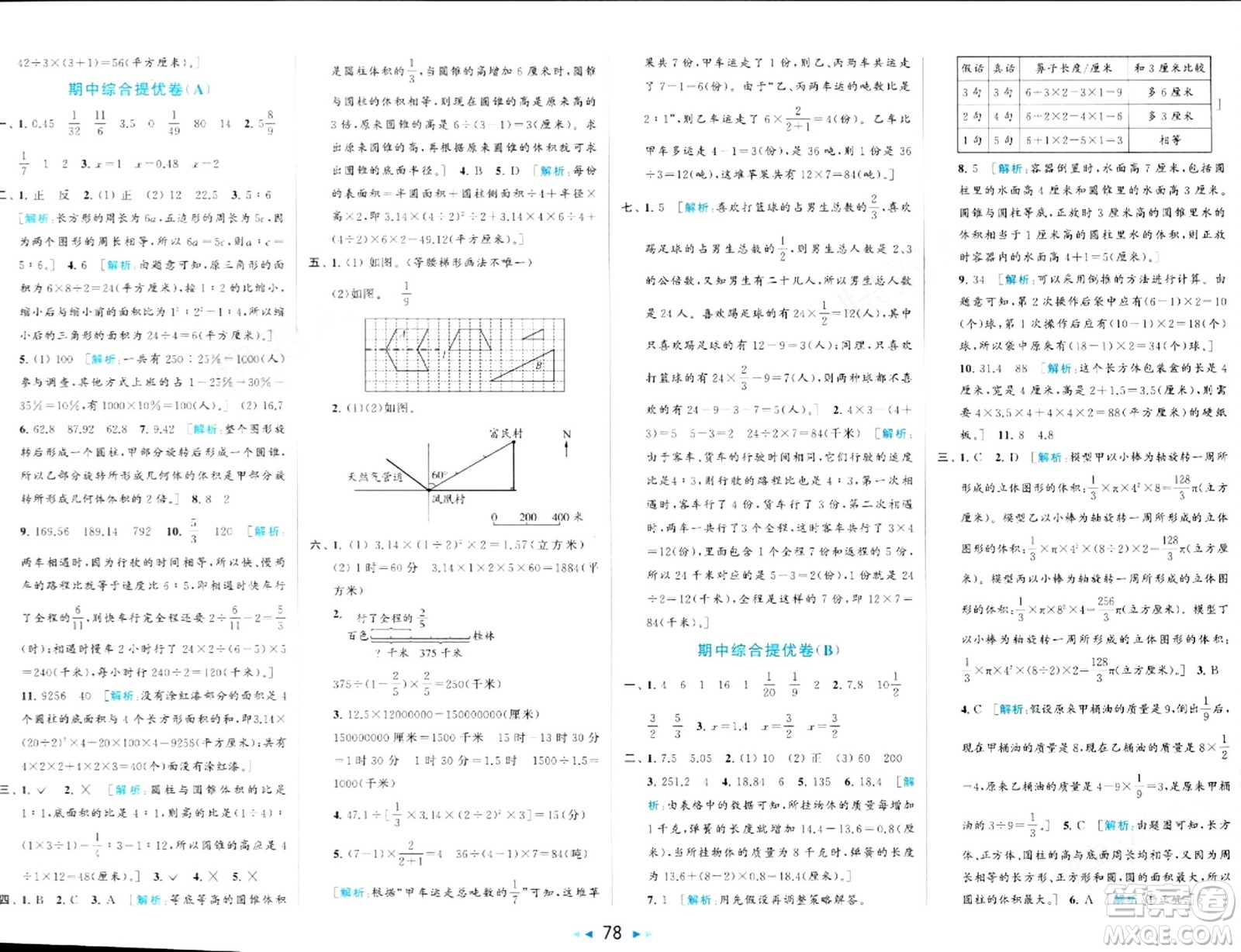 北京教育出版社2024年春同步跟蹤全程檢測六年級數(shù)學(xué)下冊江蘇版答案