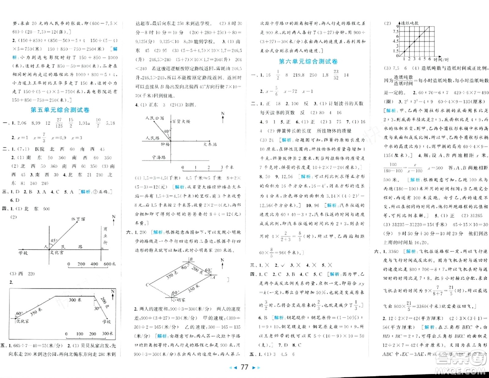 北京教育出版社2024年春同步跟蹤全程檢測六年級數(shù)學(xué)下冊江蘇版答案