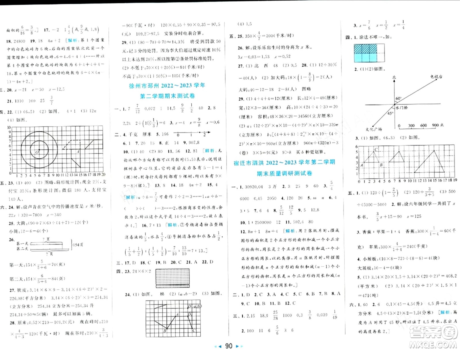 北京教育出版社2024年春同步跟蹤全程檢測六年級數(shù)學(xué)下冊江蘇版答案