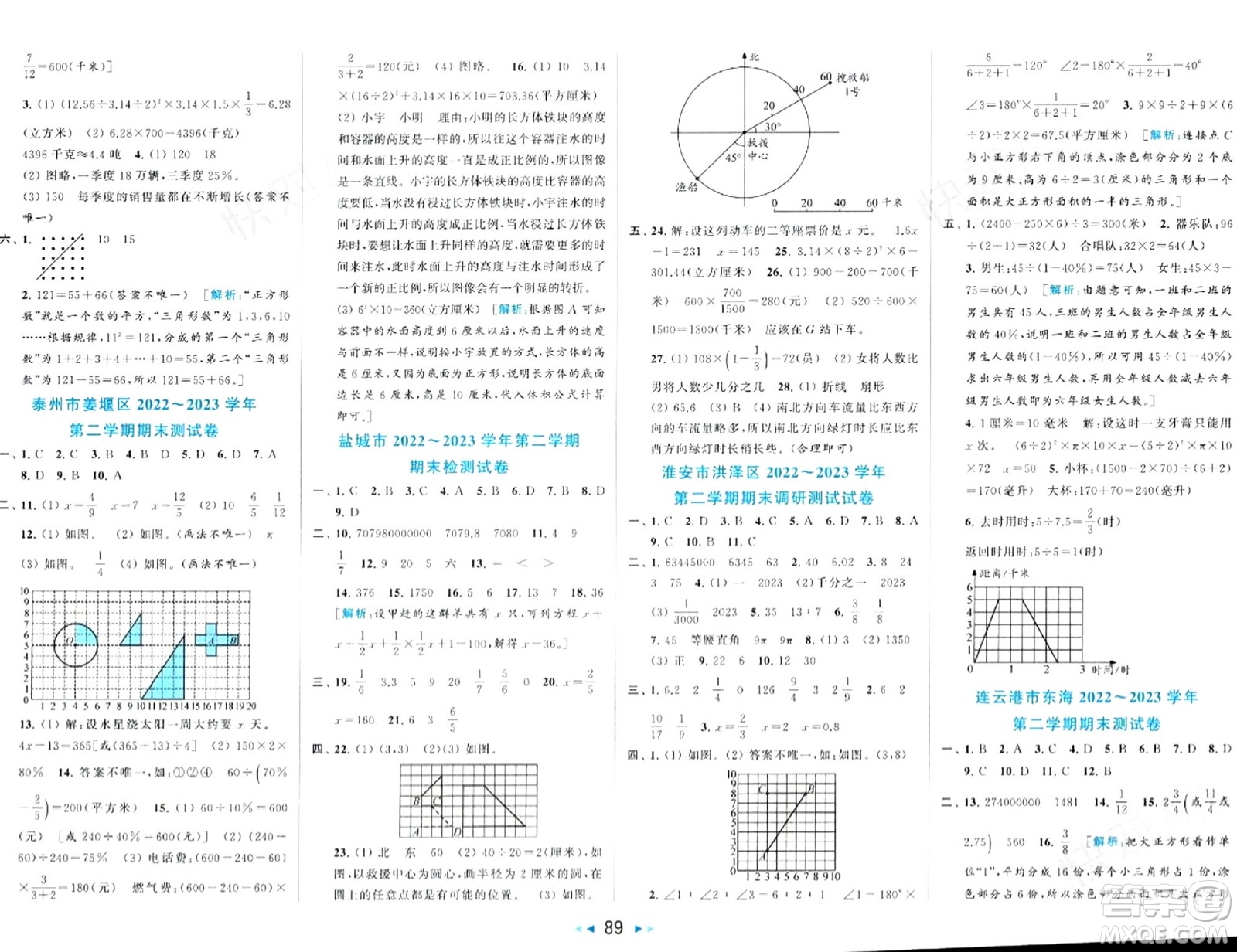 北京教育出版社2024年春同步跟蹤全程檢測六年級數(shù)學(xué)下冊江蘇版答案