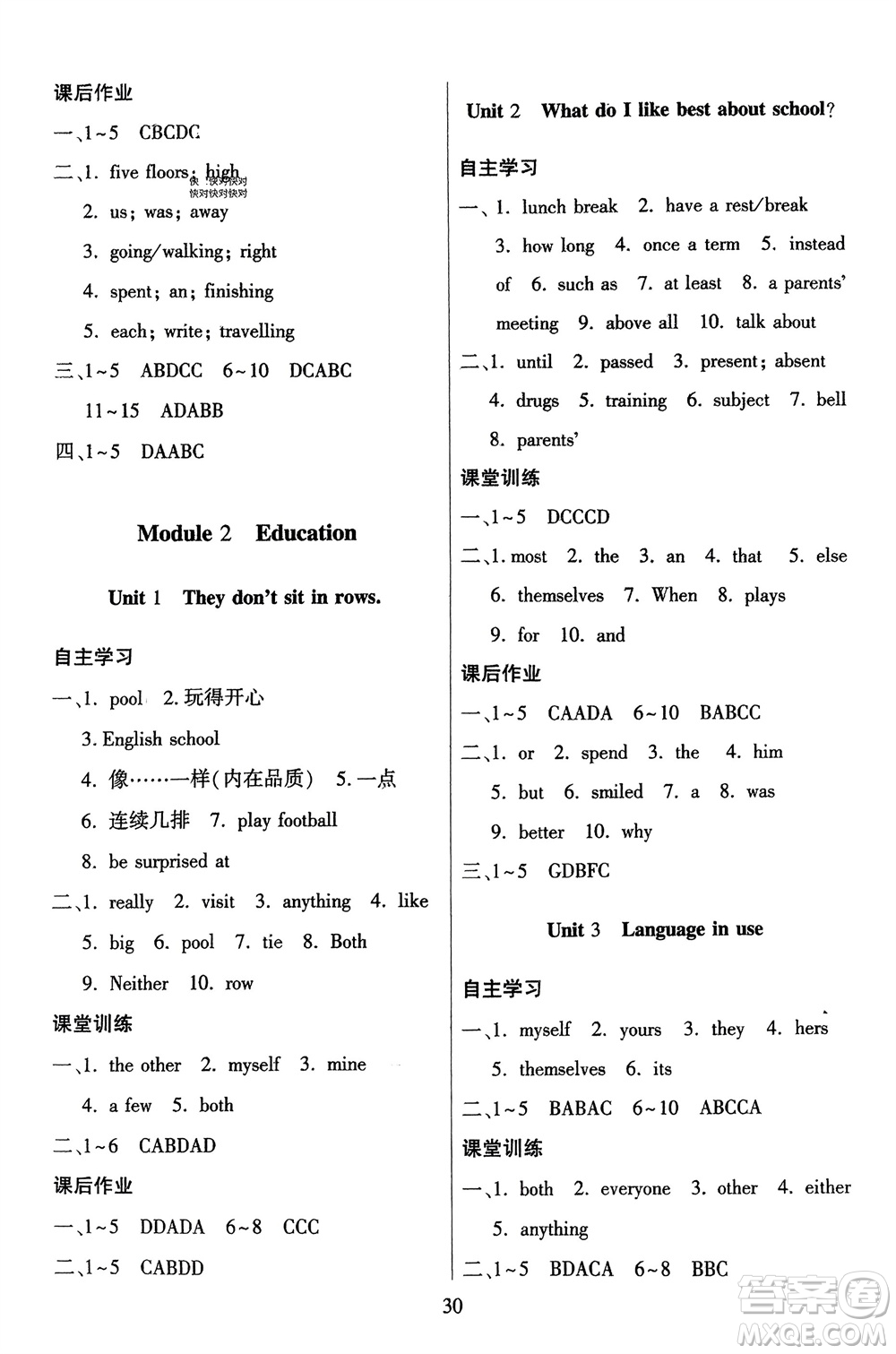 廣東人民出版社2024年春同步精練九年級(jí)英語(yǔ)下冊(cè)外研版參考答案