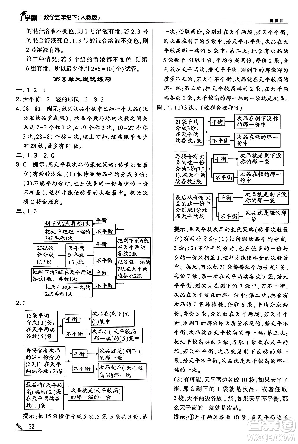 甘肅少年兒童出版社2024年春5星學(xué)霸五年級數(shù)學(xué)下冊人教版答案